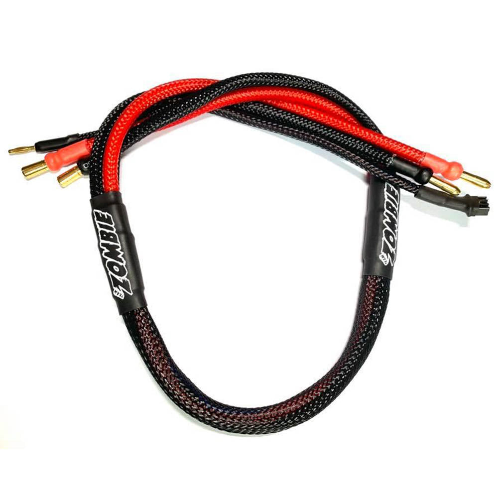 Team Zombie 4mm, 5mm tube plug 2s-balance 600mm 12awg charging cable (RED BLACK)
