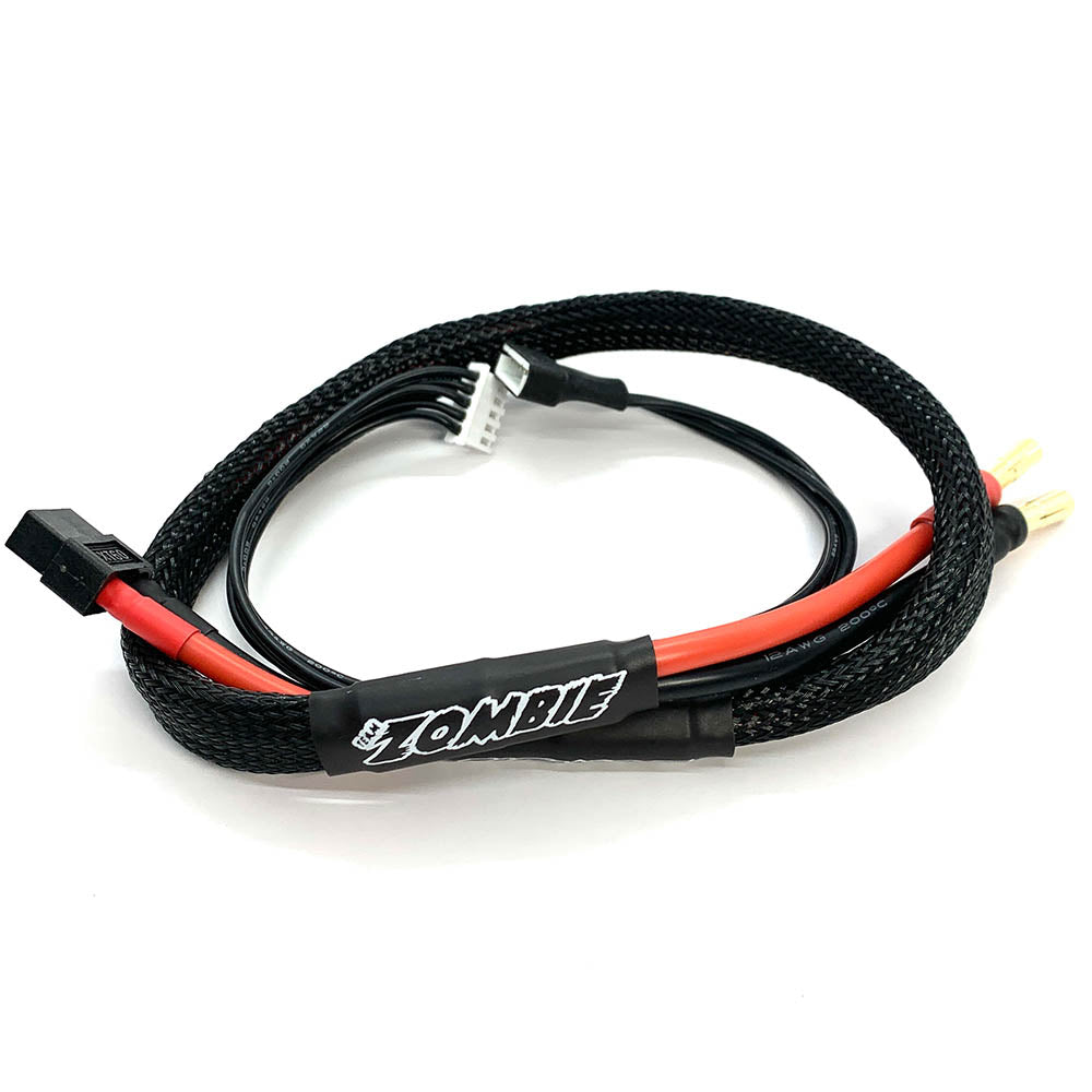 Team Zombie XT60, 5mm tube plug 4s-balance 600mm 12awg charging cable (FULL BLACK)