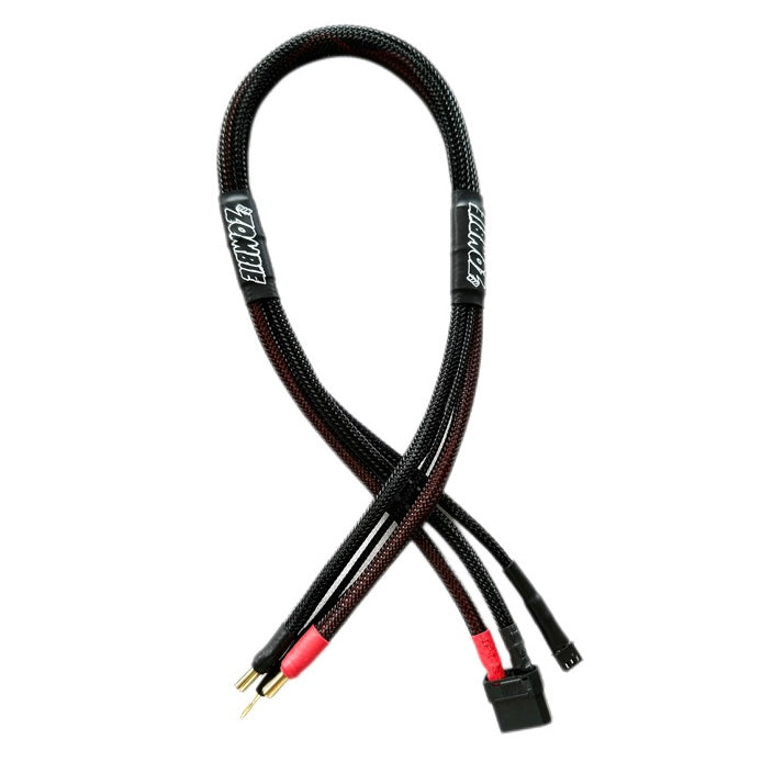 Team Zombie XT90, 5mm tube plug 2s-balance 600mm 10awg charging cable (FULL BLACK)