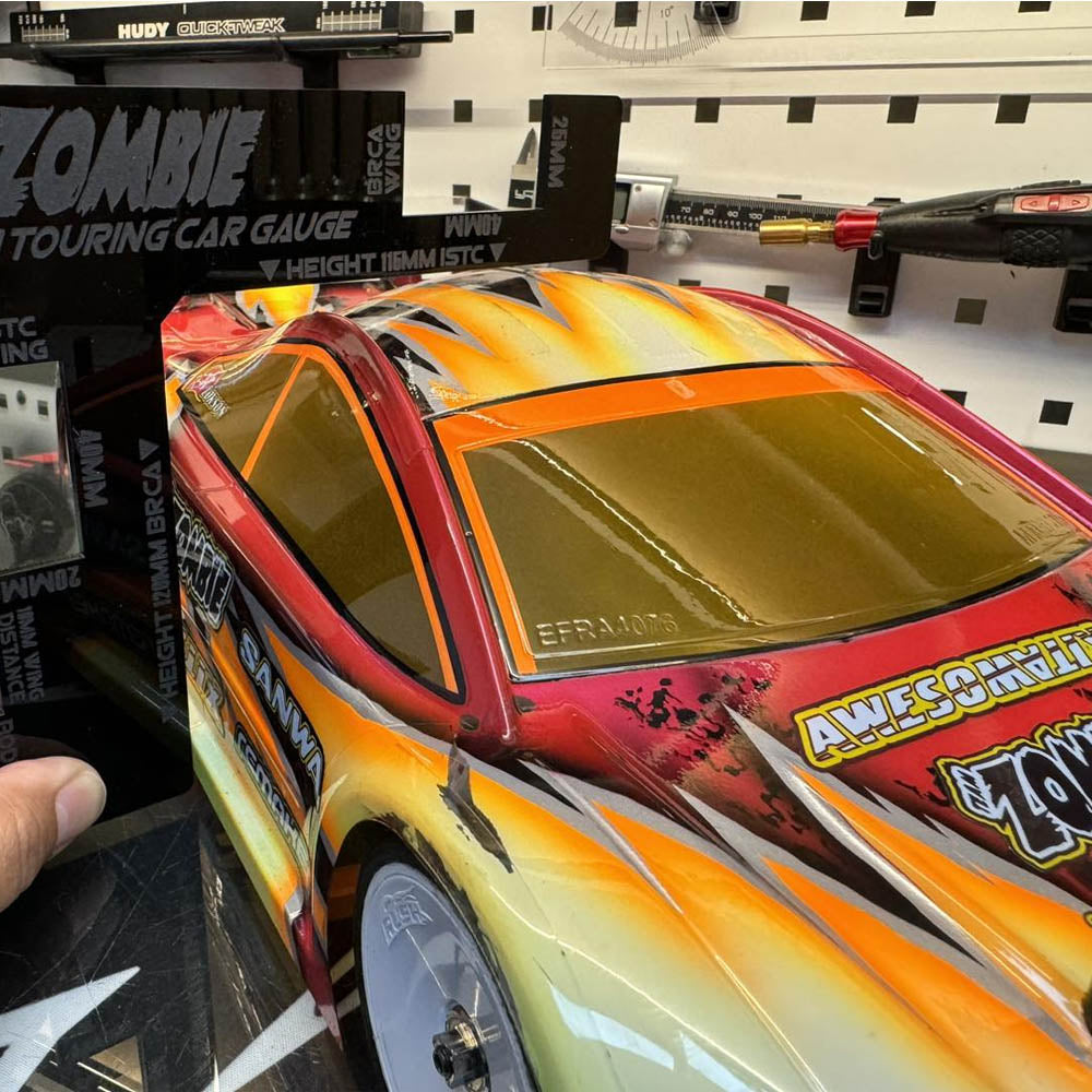 Team Zombie acrylic ISTC/BRCA 1/10 touring car body & side wing guage 115mm roof height