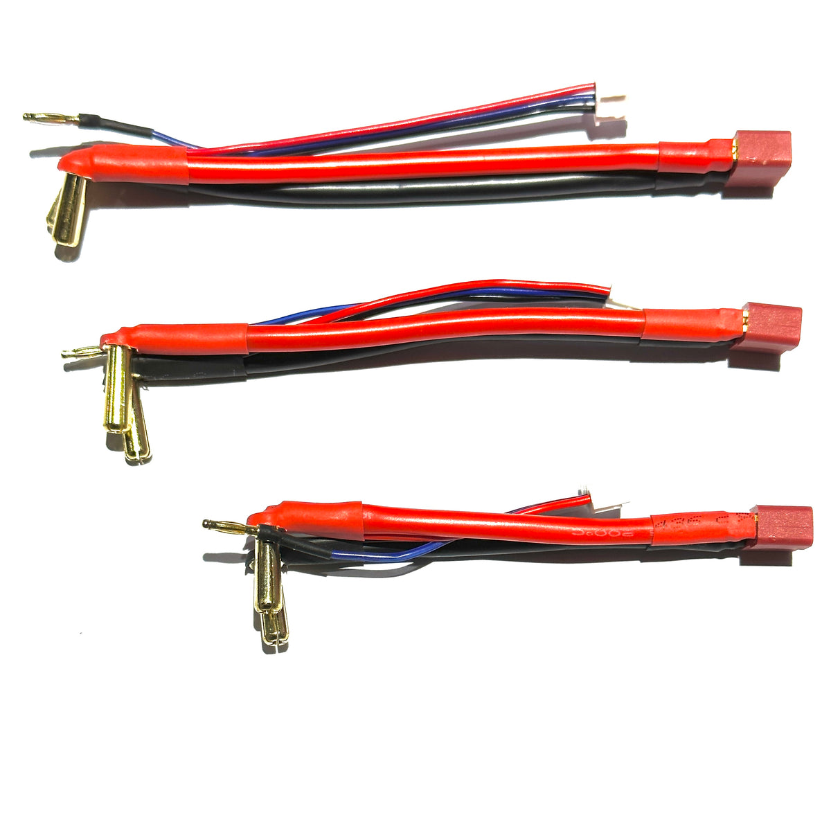 Team Zombie 2 cells female deans to 5mm male tube plug balance port adaptor 100mm, 130mm, 140mm 3 sizes