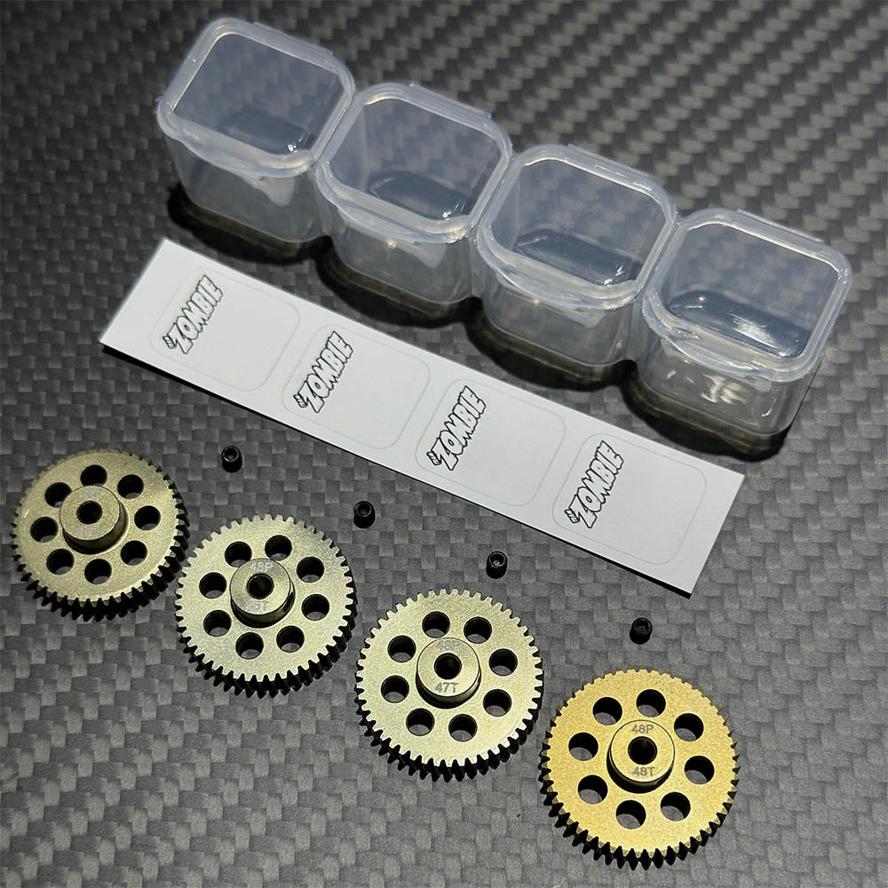 Team Zombie Hard-anodized Aluminum Pinion Gear 48pitch set of 4 with case &amp; writing label
