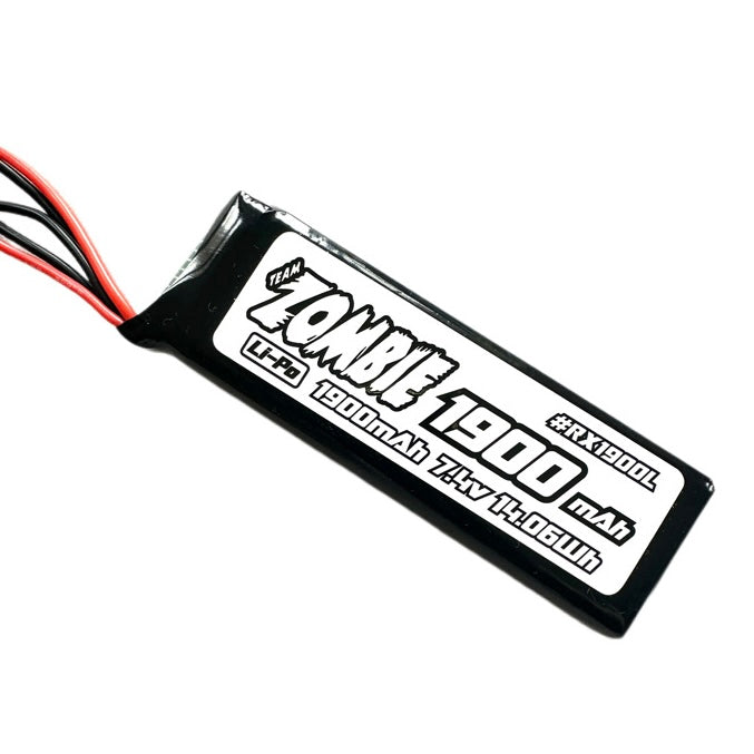 Team Zombie 1900mah 7.4V light weight receiver long pack w 180mm wire 83.5*27.5*12.9mm 68g